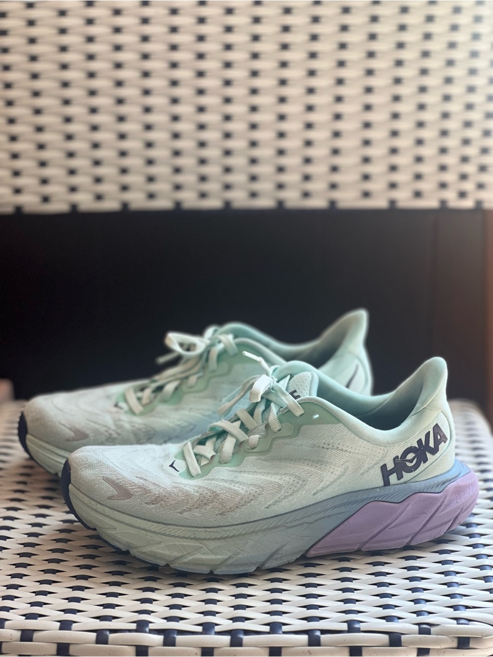 Hoka Women's Mint Green and Lavender Running Shoes
